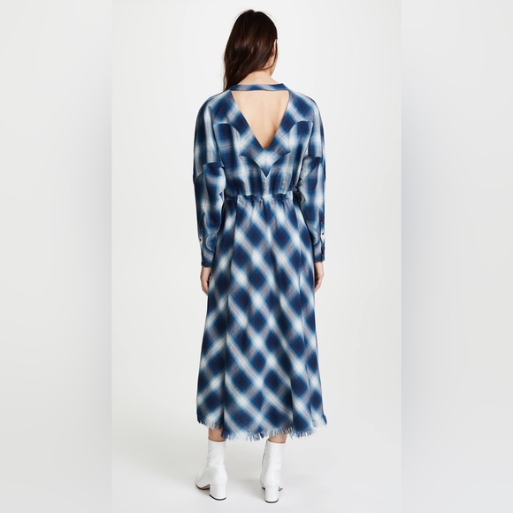NWT Jonathan Simkhai Washed Plaid Diamond Western Midi Dress 0 - Picture 3 of 5